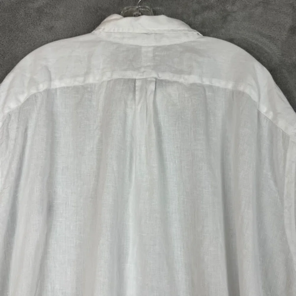 Polo Ralph Lauren 100% Linen Short Sleeve Button Down Shirt Mens 5XB White